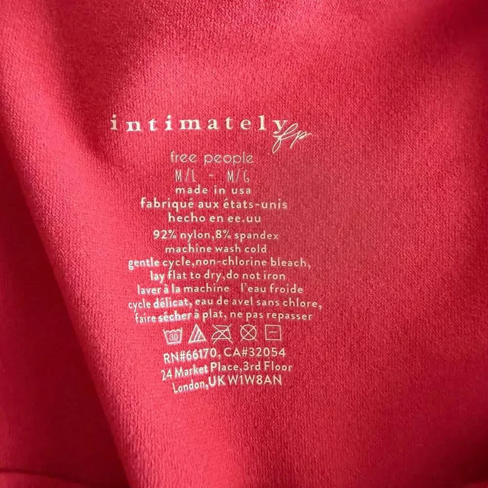 Free People Bodysuit Size M/L Red Short Sleeve Round Neck Nylon Blend